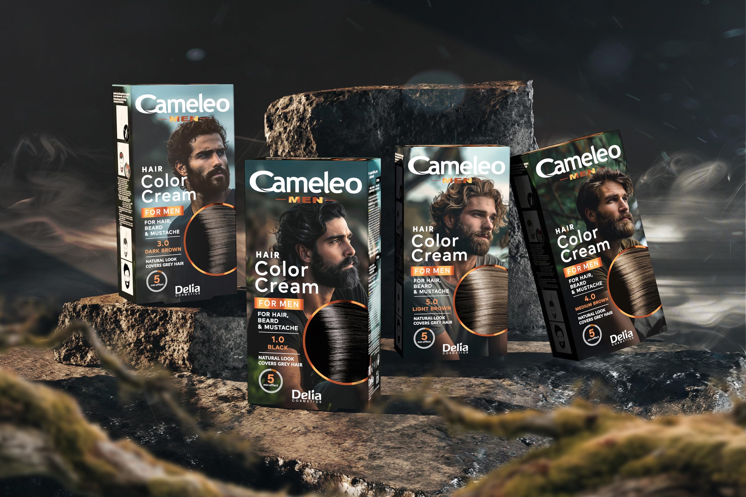 Cameleo Men Permanent Colour Hair Beard & Moustache Natural Color Effect in 5 Minutes 30ml