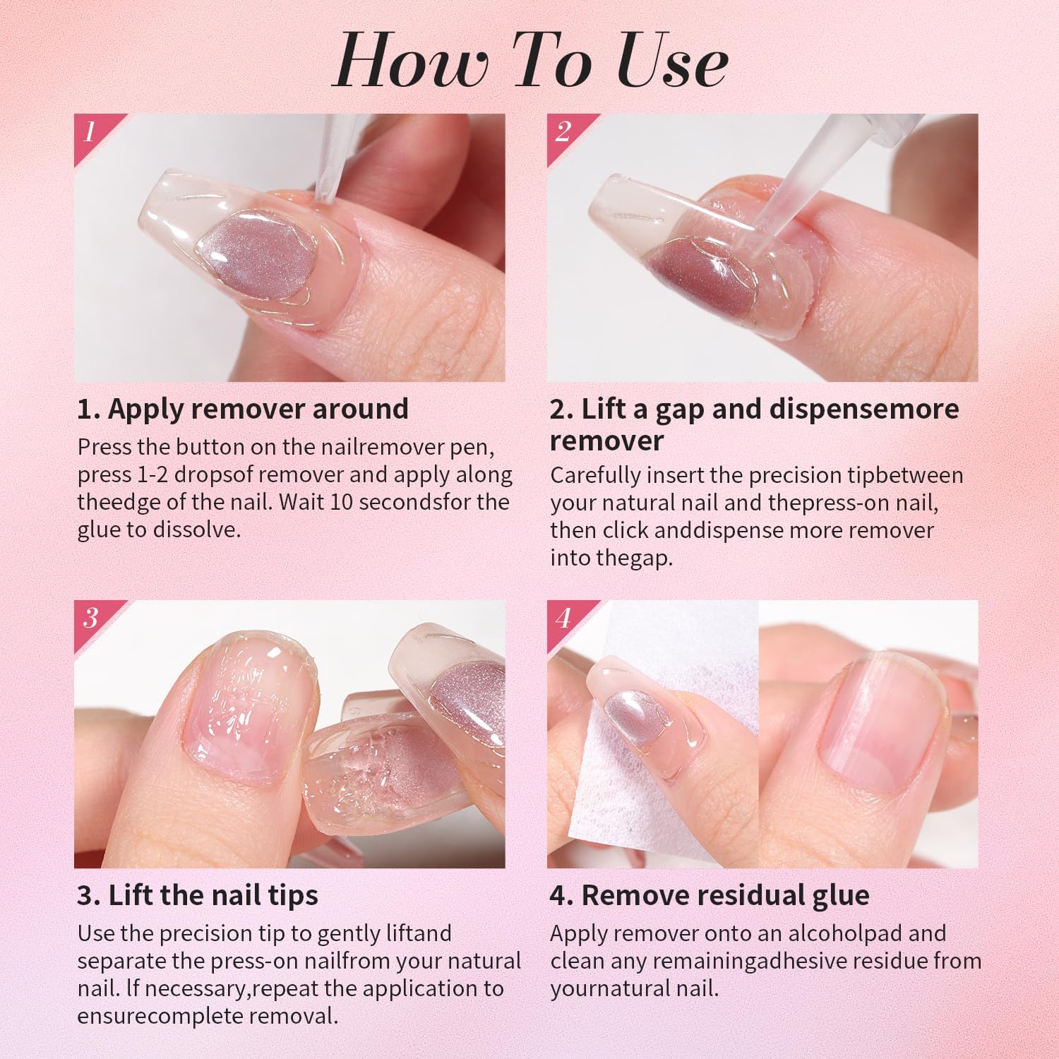 Curvlife 10g Semi Solid Nail Glue Gel with 5ml Nail Glue Remover Pen, No Need for Uv Light, Valentine's Day Gifts Gel Glue for Press On Nails, Click&Remove Pen