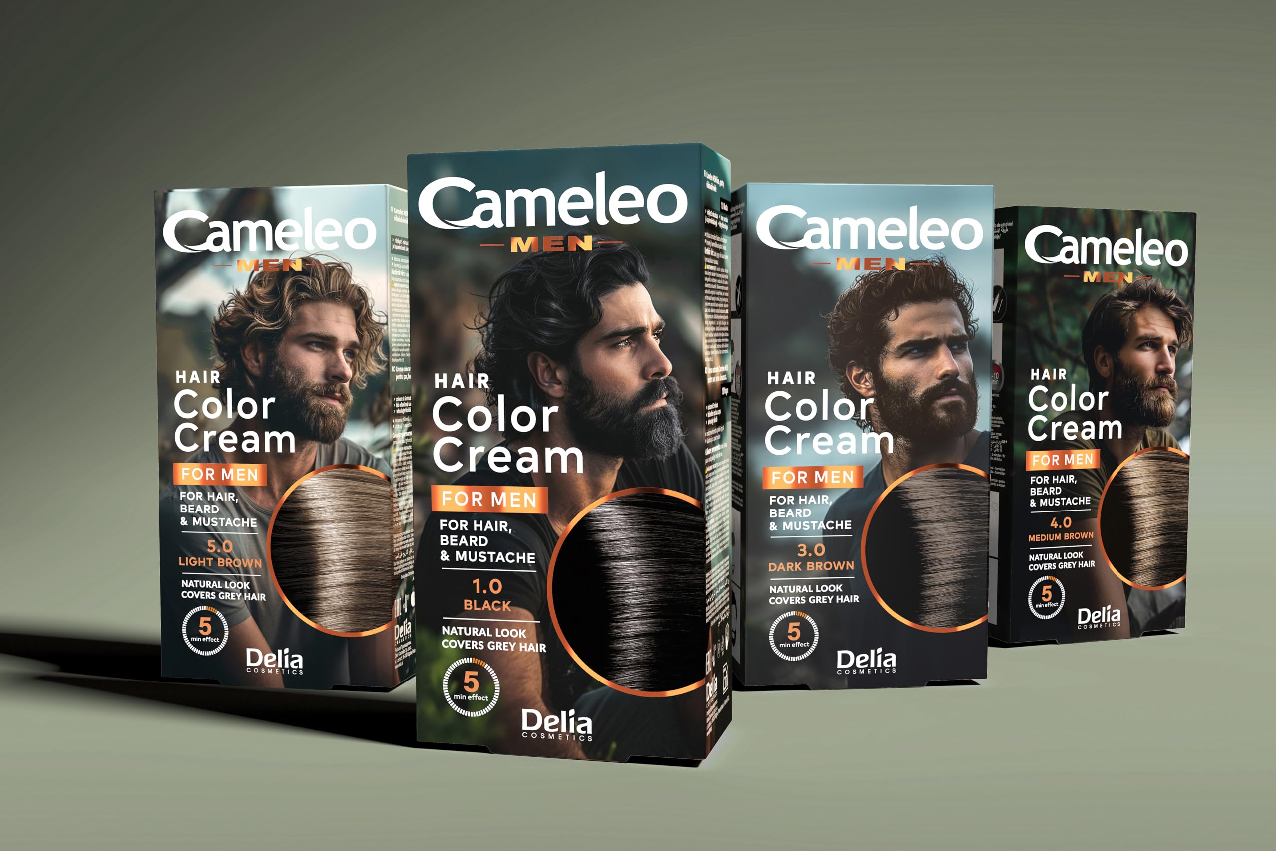 Cameleo Men Permanent Colour Hair Beard & Moustache Natural Color Effect in 5 Minutes 30ml