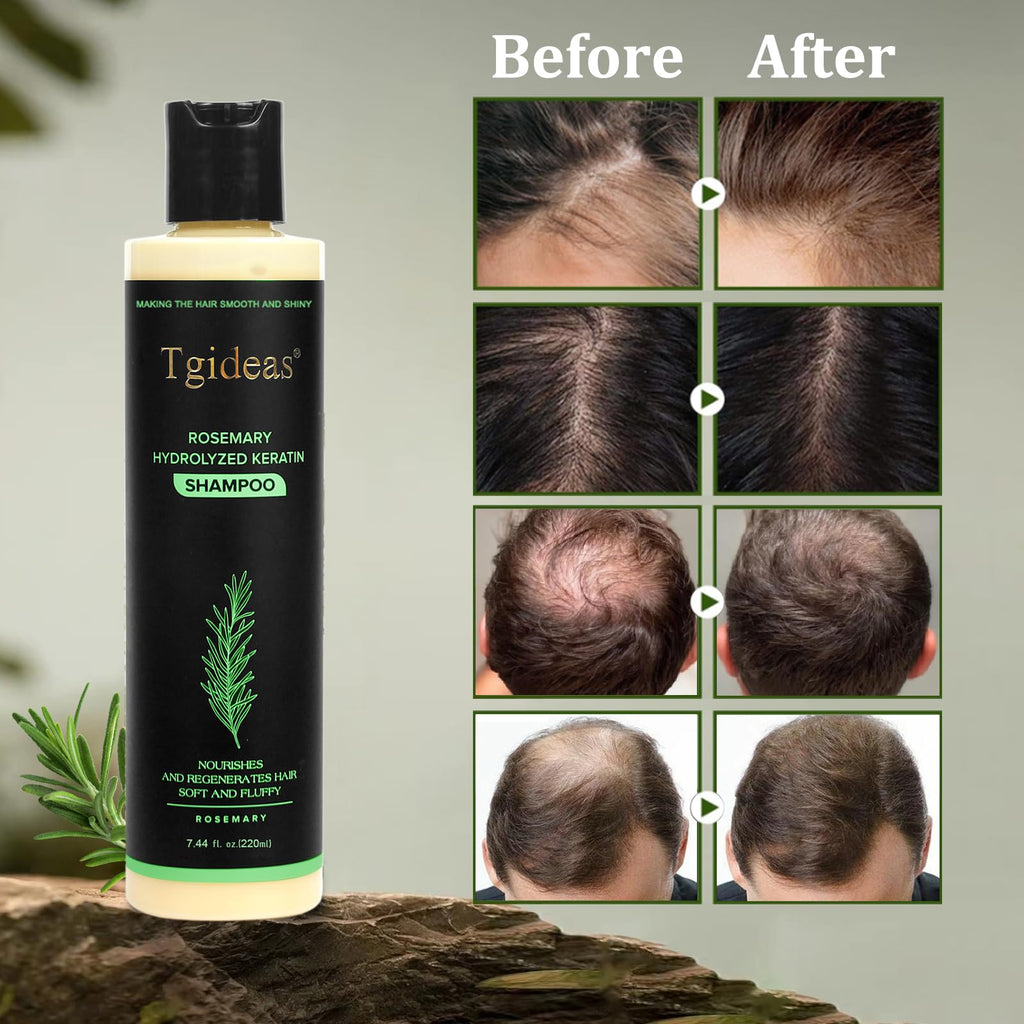 Tgideas Organic Shampoo for Hair Growth Rosemary and , Natural for Strengthening and Thickening with Hydrolyzed Keratin for Fine and Loss, for Women Men, 7.4ml