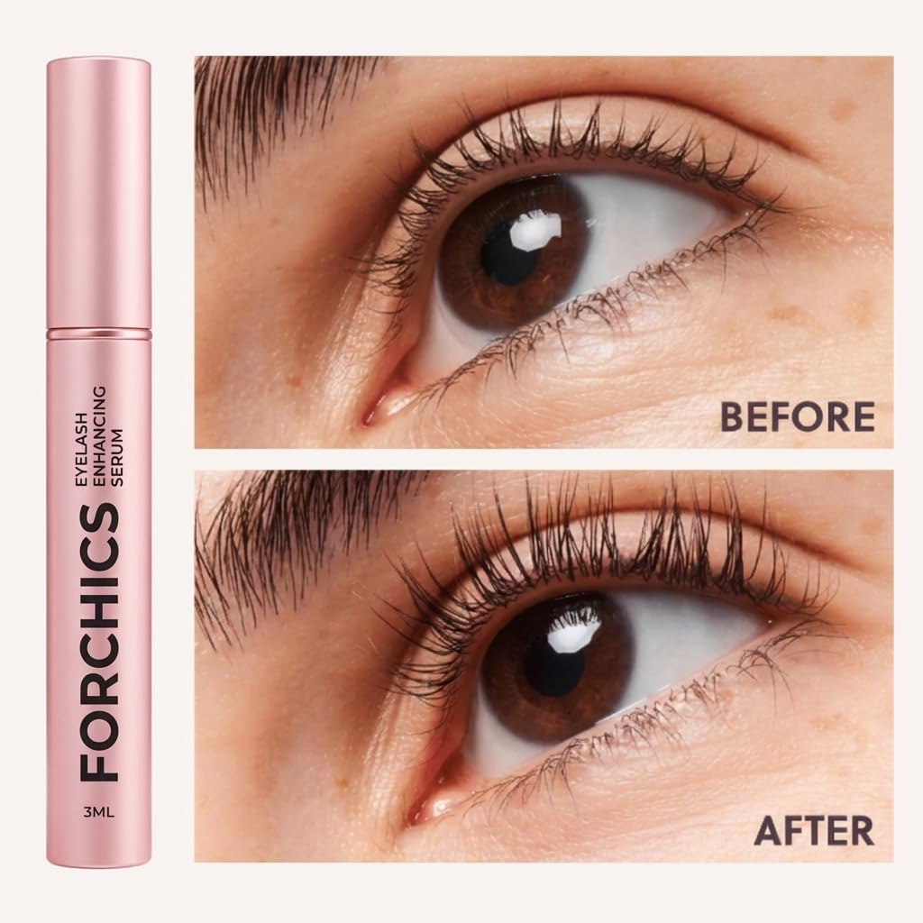 ForChics Eyelash Growth Serum - Prostaglandin-Free Lash Enhancing for Longer, Thicker Lashes and Brows- Natural Formula, Visible Results in 2 Weeks Vegan, Hormone-Free, 0.10 Fl. Oz, 3ml