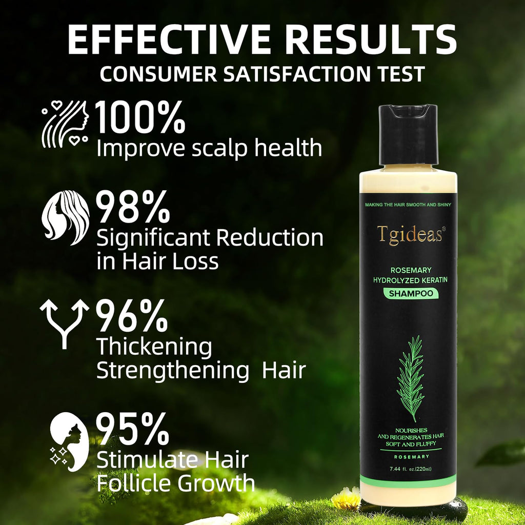 Tgideas Organic Shampoo for Hair Growth Rosemary and , Natural for Strengthening and Thickening with Hydrolyzed Keratin for Fine and Loss, for Women Men, 7.4ml