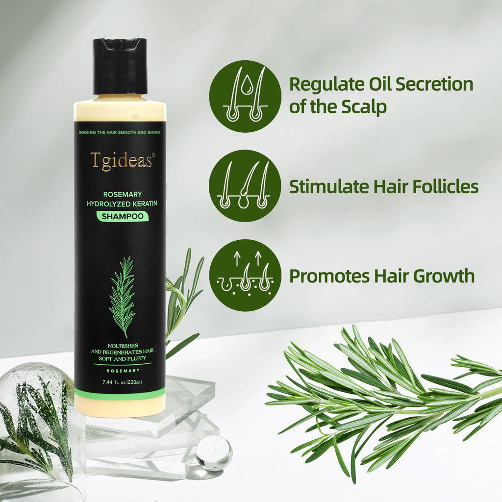 Tgideas Organic Shampoo for Hair Growth Rosemary and , Natural for Strengthening and Thickening with Hydrolyzed Keratin for Fine and Loss, for Women Men, 7.4ml
