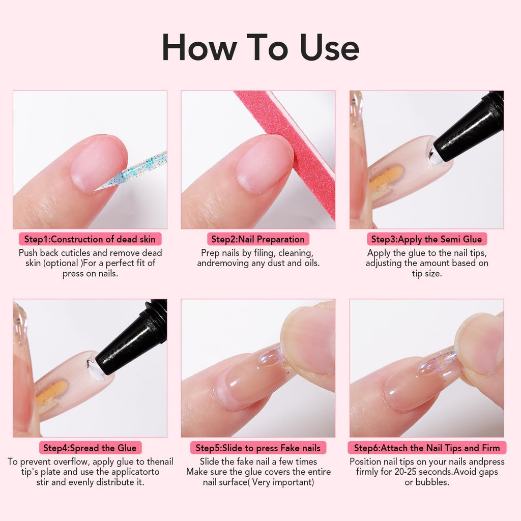 Curvlife 10g Semi Solid Nail Glue Gel with 5ml Nail Glue Remover Pen, No Need for Uv Light, Valentine's Day Gifts Gel Glue for Press On Nails, Click&Remove Pen