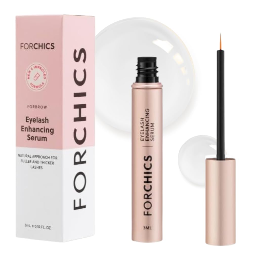 ForChics Eyelash Growth Serum - Prostaglandin-Free Lash Enhancing for Longer, Thicker Lashes and Brows- Natural Formula, Visible Results in 2 Weeks Vegan, Hormone-Free, 0.10 Fl. Oz, 3ml