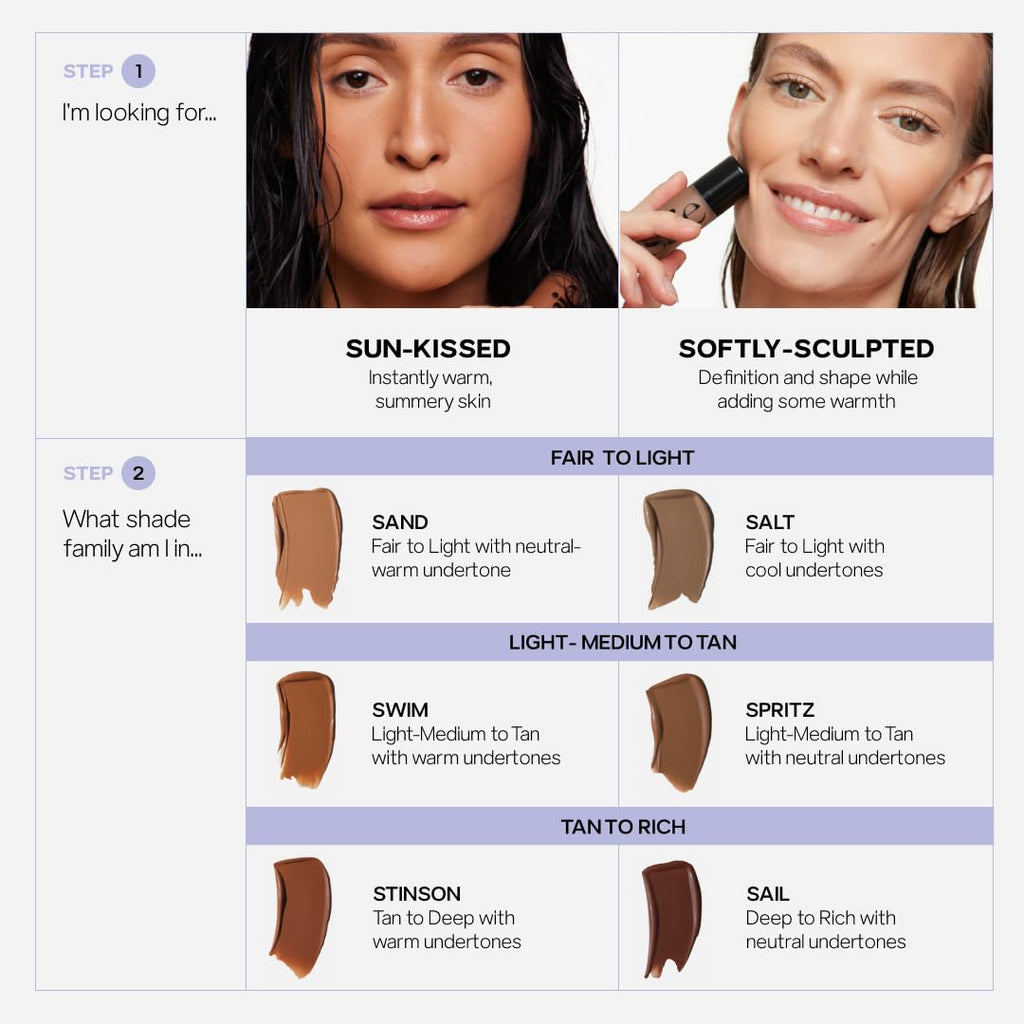 Dew Bronze Soft Focus + Liquid Contour enriched with vegetable glycerin for effortless blending and deep nourishment. Christmas gifts in size: